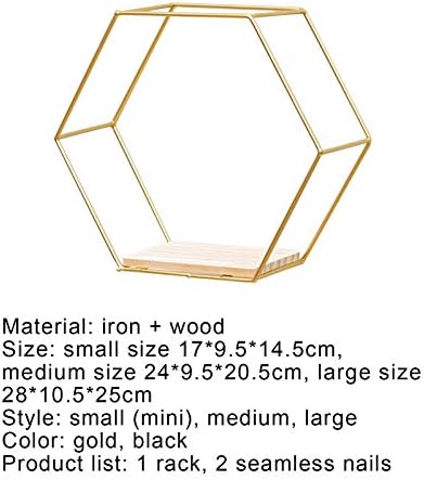 Goodilest Hexagon Floating Wall Shelf with Iron Frame
