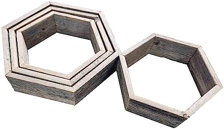 Rockin Wood Reclaimed Hexagon Shelves Set of 3