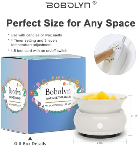 Wax Melter Candle Warmer with Timer - 4-in-1 Electric Scented Melter
