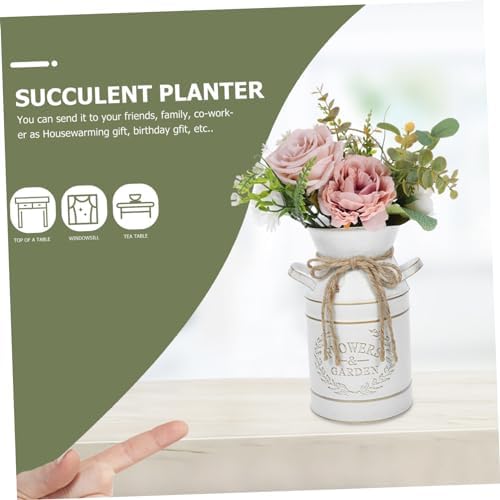 Cabilock Galvanized Iron Farmhouse Flower Bucket Decorative Vase