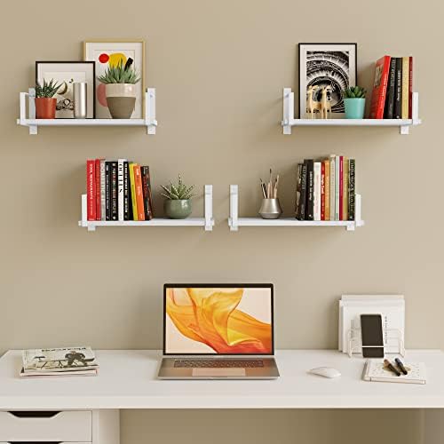 Wallniture Toledo 17 Inch Floating Shelves Set of 4 White