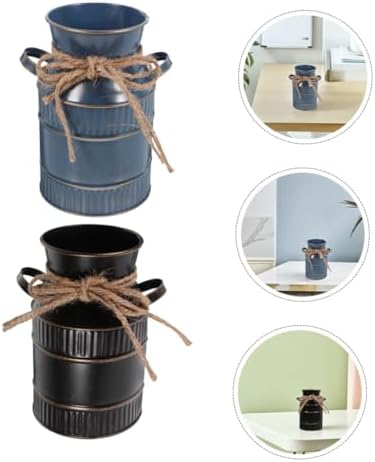 2pcs Vintage Iron Flower Vase Decorative Bucket for Home