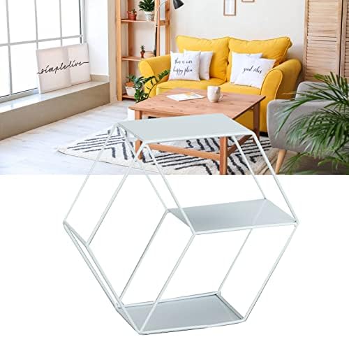 Hexagonal Floating Wall Shelves with Wrought Iron Design