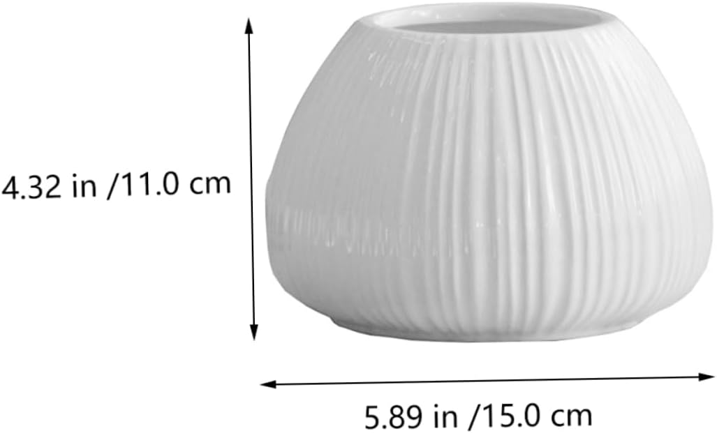 Kisangel Nordic Ceramic Flower Vase with Vertical Stripes