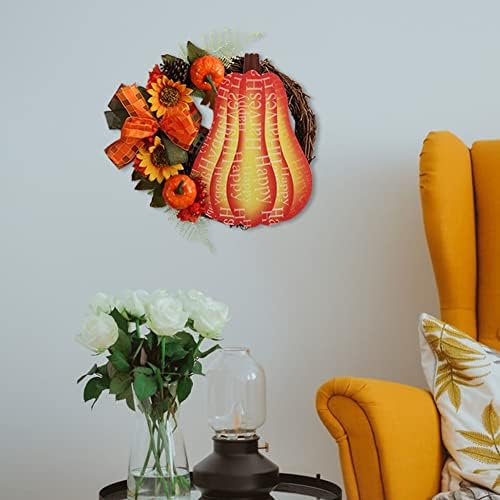 12 Inch Handmade Fall Wreath with Maple Leaf Bow and Berry