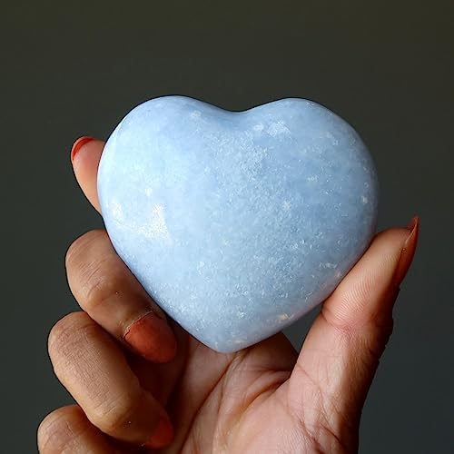 Blue Calcite Heart Crystal Stone 275-3 Inches