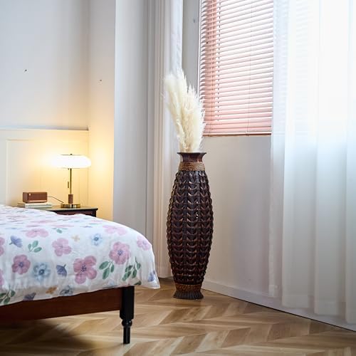 39 Inches Hand Woven Bamboo Floor Vase - Elegant Decor