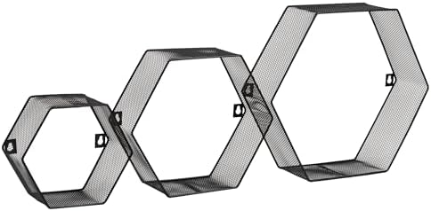 Mind Reader Hexagon Floating Shelves Set of 3 Black