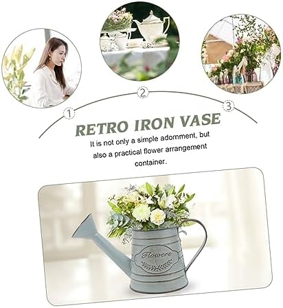 2pcs Vintage Rustic Iron Flower Vases for Dried Decorative Arrangements