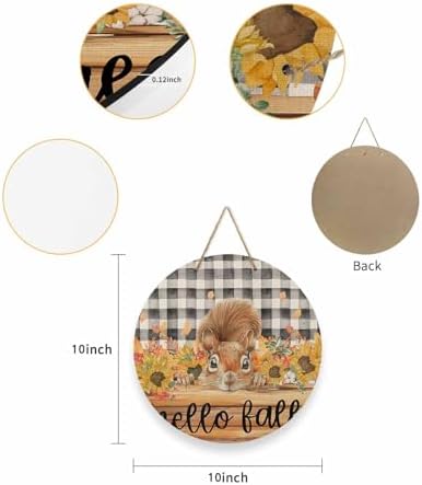 Fall Welcome Sign with Squirrel and Sunflower Design