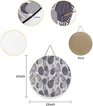 Tropical Leaf Round Wooden Welcome Sign for Front Door