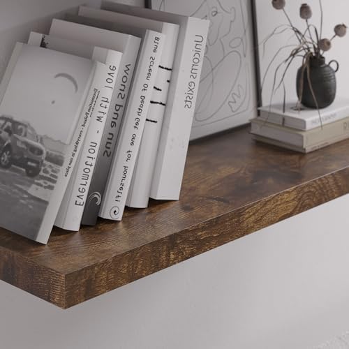 3 Floating Wall Shelves Rustic Brown 30 in W x 1275 in D x 2 in H