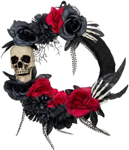 Needzo Halloween Skeleton Wreath Front Door 18 Inch