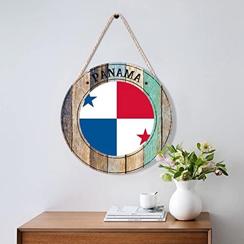 Panama Round Wood Door Hanger 12x12in Decor Sign