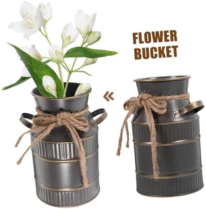 Zerodeko Retro Iron Flower Bucket with Double Handles