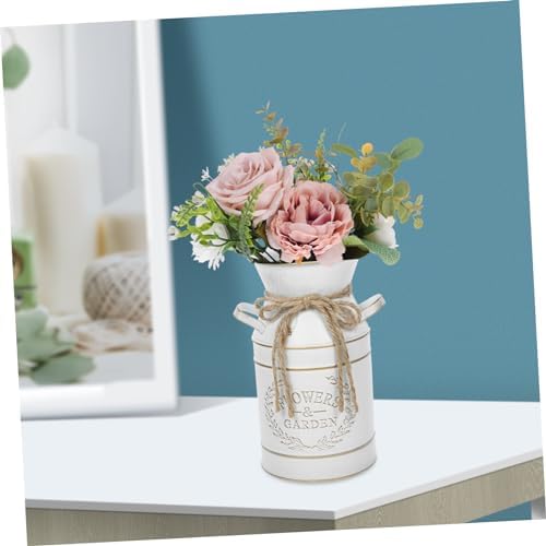 Cabilock Galvanized Iron Farmhouse Flower Bucket Decorative Vase