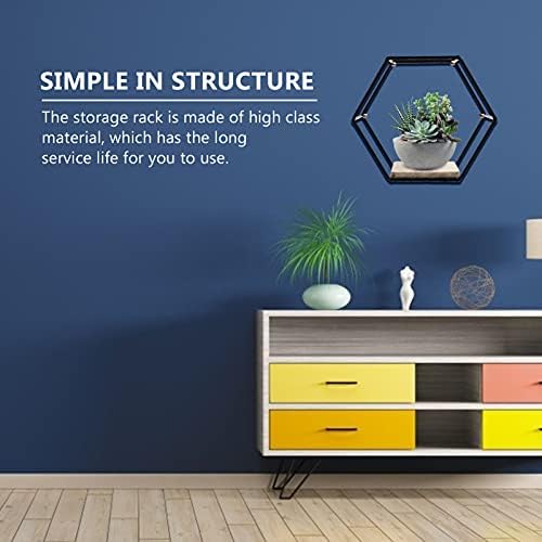 Happyyami Black Iron Hexagon Wall Mounted Storage Shelf