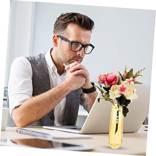 Amosfun Modern Glass Flower Vase for Home Office Decor