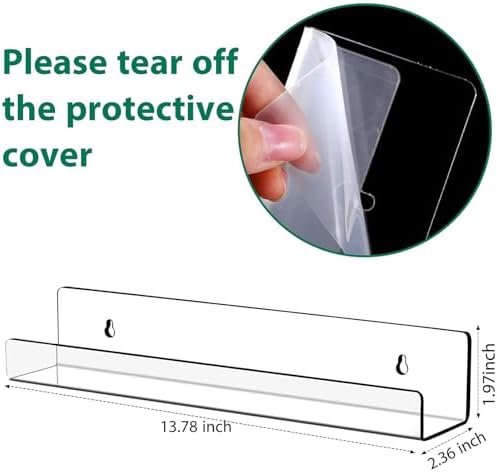 Blulu 16 Packs 14 Inch Acrylic Floating Shelf for Home Decor