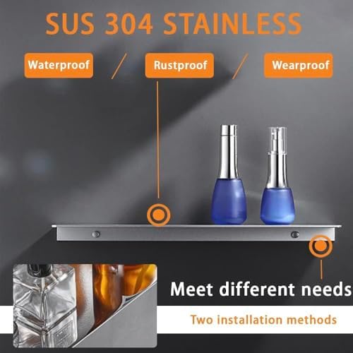 12 Inch Stainless Steel Wall Mounted Floating Shelf with 2 Levels