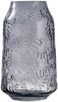 Elegant Gray Glass Vase for Flowers and Decor