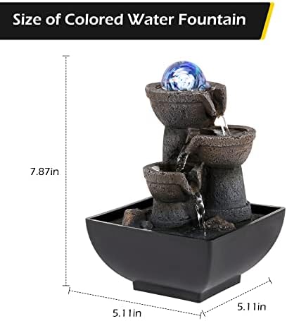 Dyna-Living Water Fountain Indoor Tabletop with Lights for Relaxation and Decor