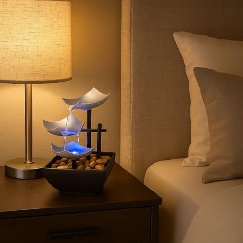 Ohana Modern Tabletop Water Fountain with LED Lights
