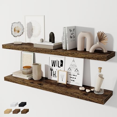 Fun Memories 48 Inch Floating Shelves Set of 2 Rustic Brown