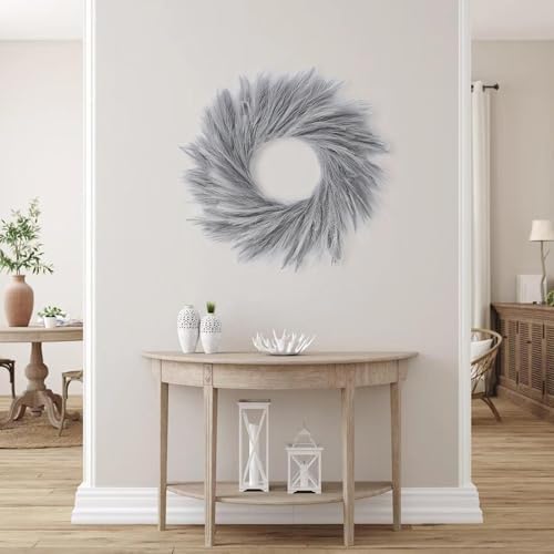 Sggvecsy 26 Inch Faux Pampas Grass Wreath for All Seasons