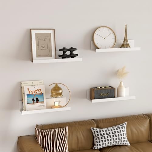 12 Inch Clear Floating Shelves 4 Pack with Cable Clips