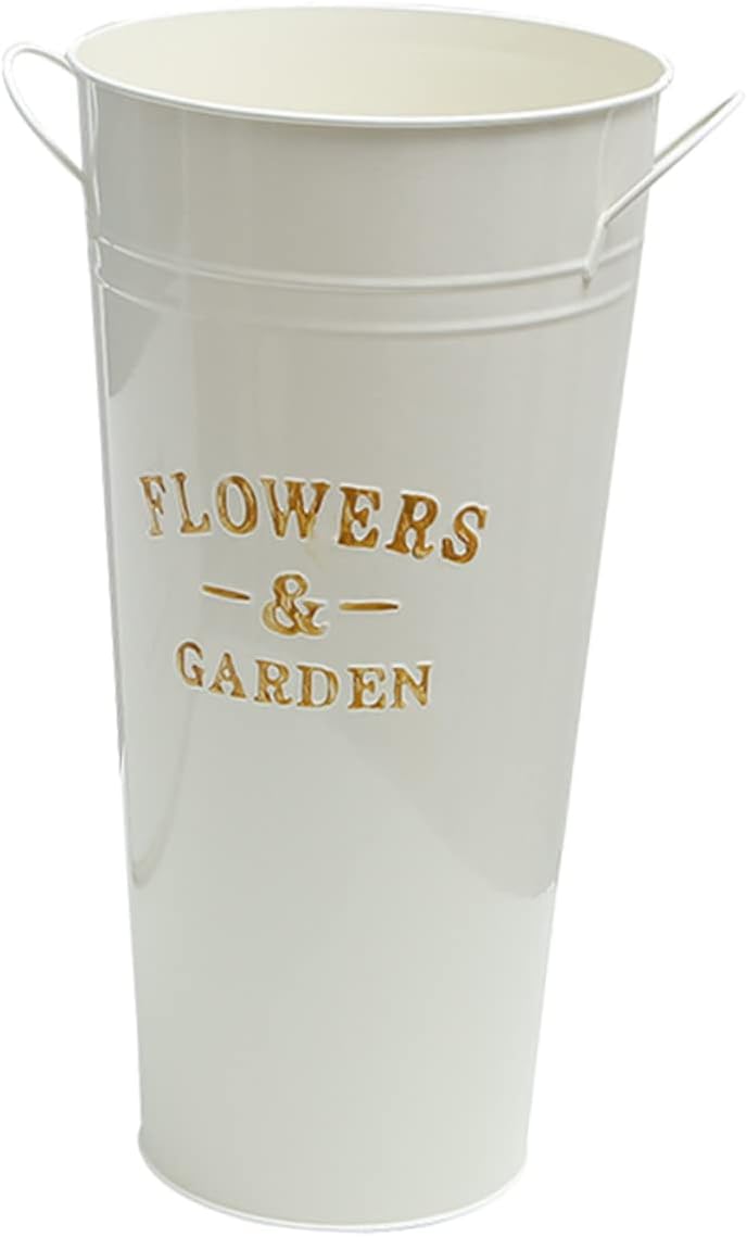 POPETPOP Retro Iron Bucket Flower Vase for Home Decor