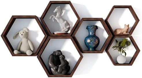 Decovate Hexagon Floating Shelves Set of 6