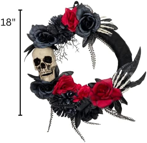 Needzo Halloween Skeleton Wreath Front Door 18 Inch