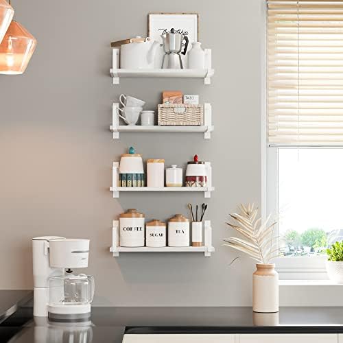 Wallniture Toledo 17 Inch Floating Shelves Set of 4 White
