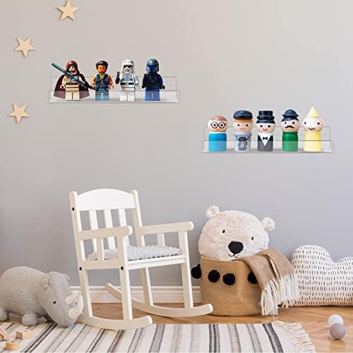 Blulu 16 Packs 14 Inch Acrylic Floating Shelf for Home Decor