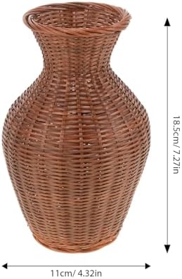 PRETYZOOM Rattan Woven Flower Vase Rustic Farmhouse Decor