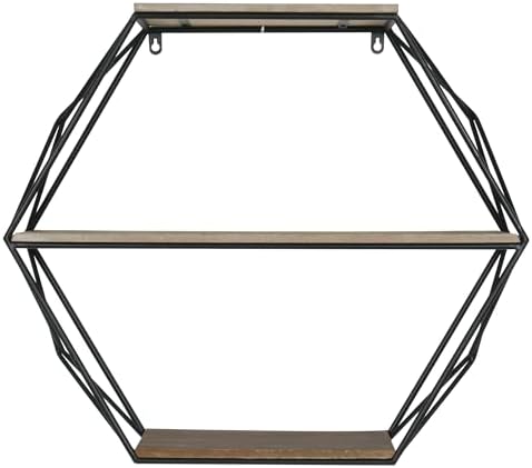 Oakrain Black Floating Wall Shelf Hexagon Living Room Bedroom