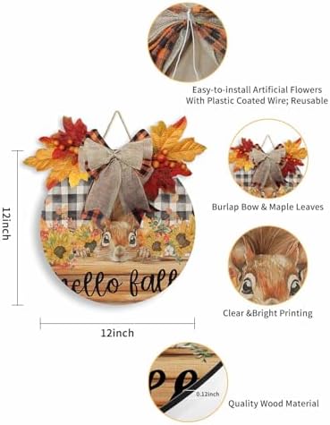 Fall Welcome Sign with Squirrel and Sunflower Design