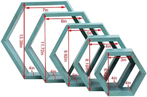 PHOENANCEE Hexagon Floating Shelves Set of 5