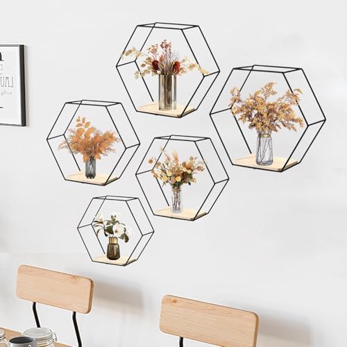 Metal Hexagonal Floating Wall Shelf - Modern Storage Decor