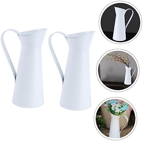 Happyyami 2pcs Modern Iron Flower Vase Set for Home Office Decoration