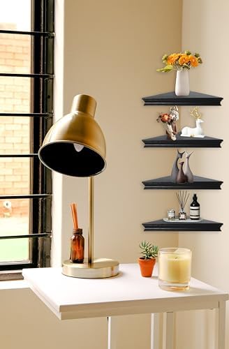 Corner Floating Shelf Set of 4 Black Rustic Design