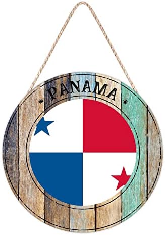 Panama Round Wood Door Hanger 12x12in Decor Sign