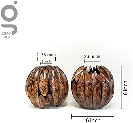 Small Round Sculptured Wooden Vase for Dried Flowers and Decorative Grass Display