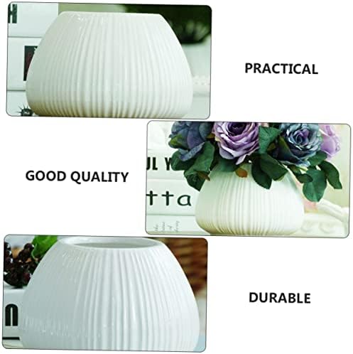 1pc Ceramic Vertical Stripe Flower Vase for Desktop Decor