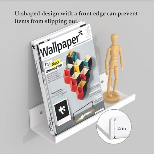 12 Inch Clear Floating Shelves 4 Pack with Cable Clips