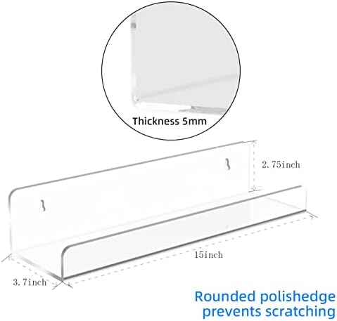 HESIN Acrylic Floating Shelves 2 Pack 15x37x275 Inch