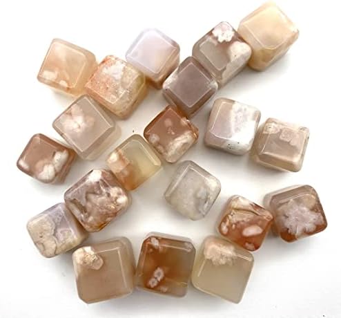 1pc Natural Cherry Blossom Agate Cube Crystal Decor Stone
