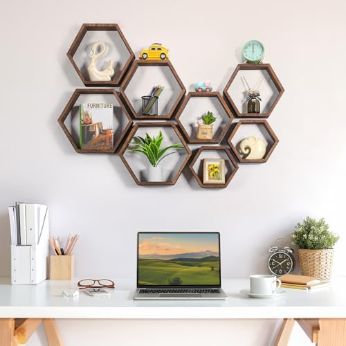 Ybing Honeycomb Shelves Set of 8 Floating Wall Mount