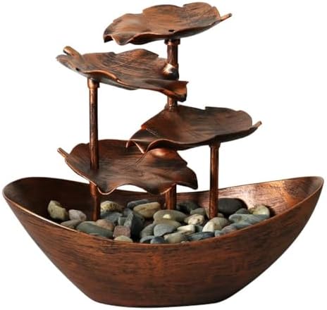 Creative Ingot Lotus Leaf Water Tabletop Fountain with LED Light
